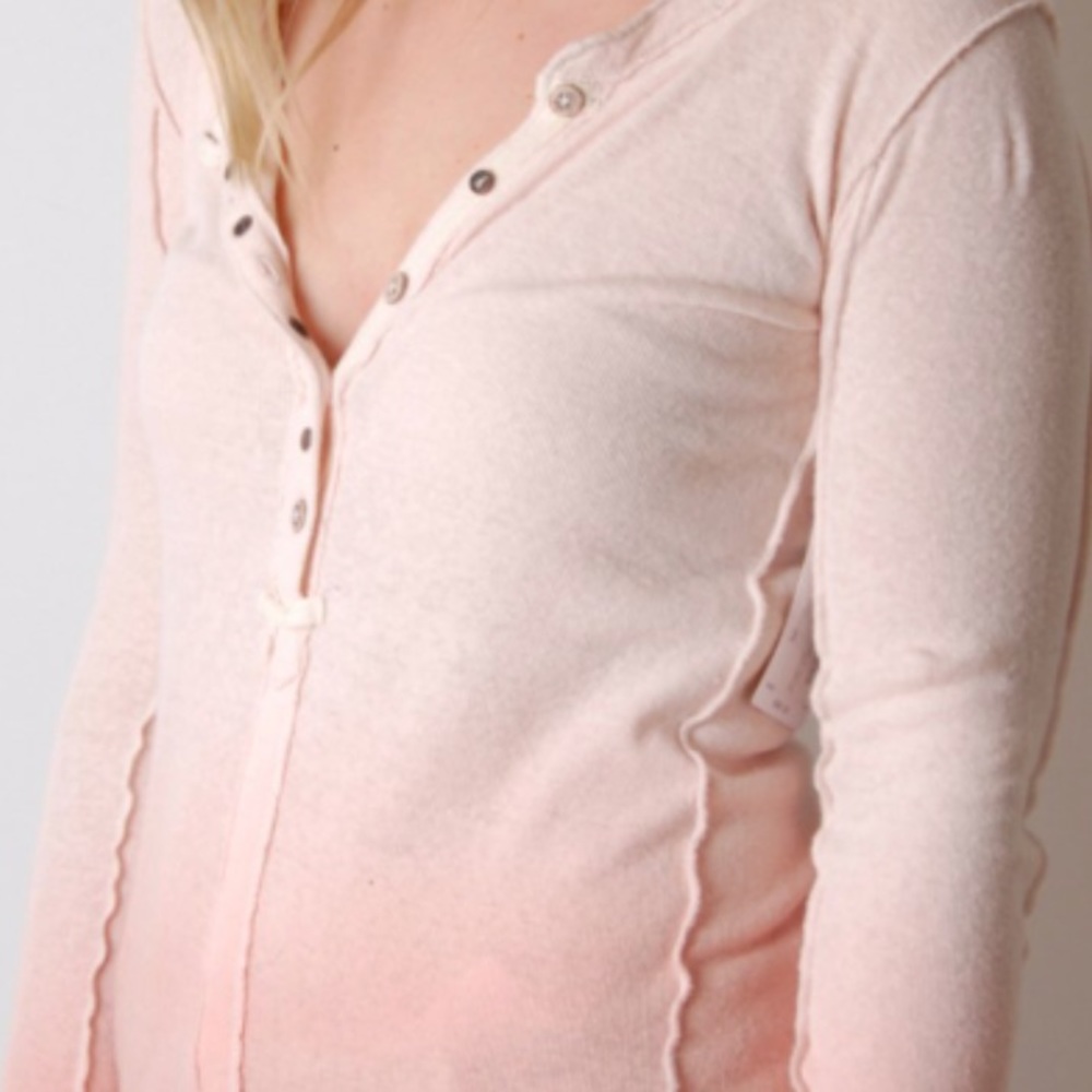 Free People Henley Style Tee Peach/pink Color